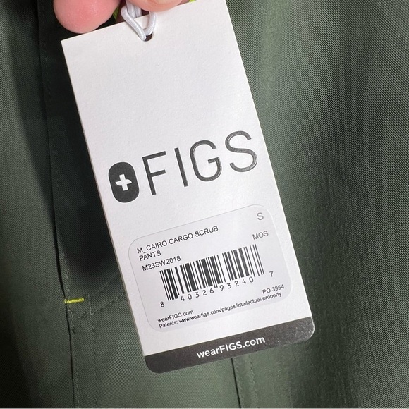 FIGS Cairo Cargo Scrub Pants Moss Green with Lime Contrasts Men's Small - Picture 5 of 6